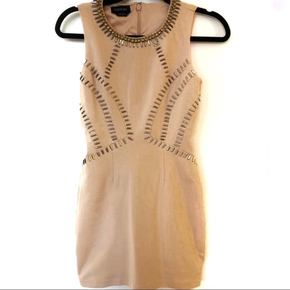 NEW Bebe Bodycon Studded Dress, Peach color - Picture 1 of 4